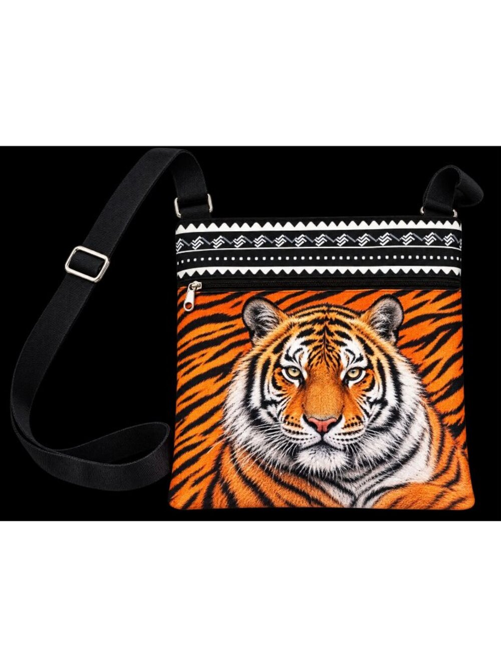 Tiger Print Crossbody Bag with Adjustable Strap